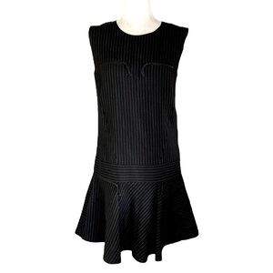 NWT Rare J. Crew Black Pinstripe Drop Waist Flounce Hem Dress - 6